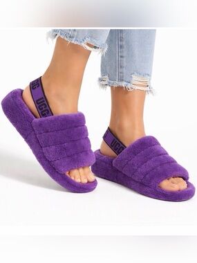 UGG Fluff Yeah Purple Slides Slippers Size 7 Women’s